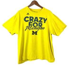 Adidas Michigan Wolverines T Shirt XL Yellow Crazy For Michigan Tee Unisex
